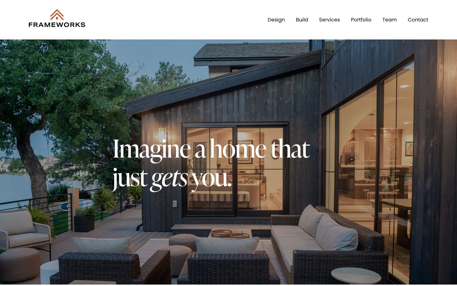 The current homesbyframeworks.com homepage