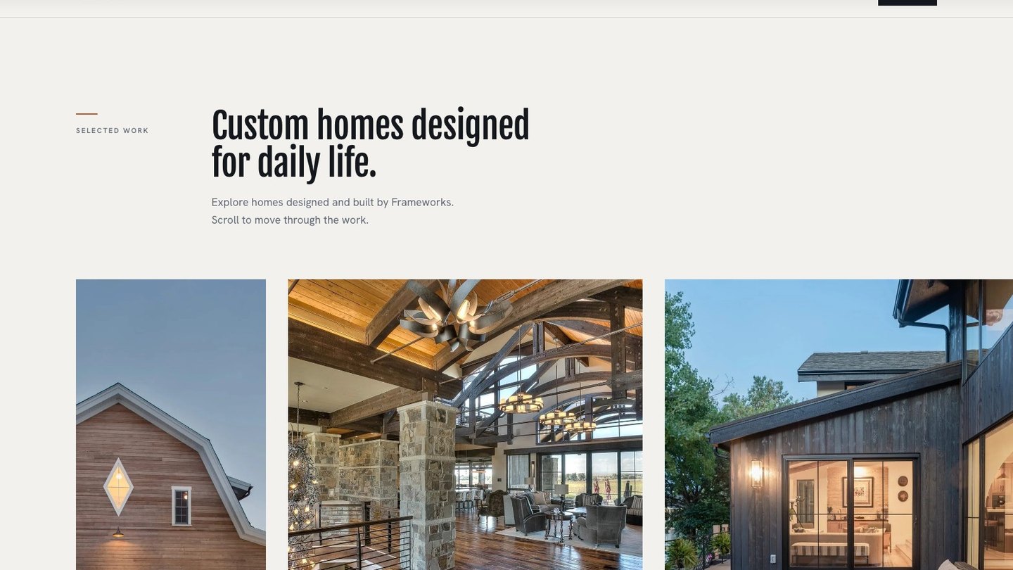 The selected work gallery on the new homepage